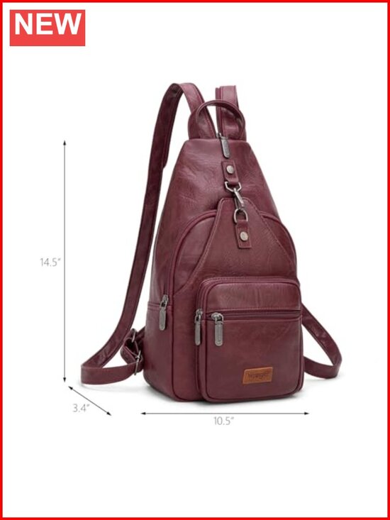Faux Leather Convertible Sling Backpack Purse - Adjustable Crossbody Bag main image 4